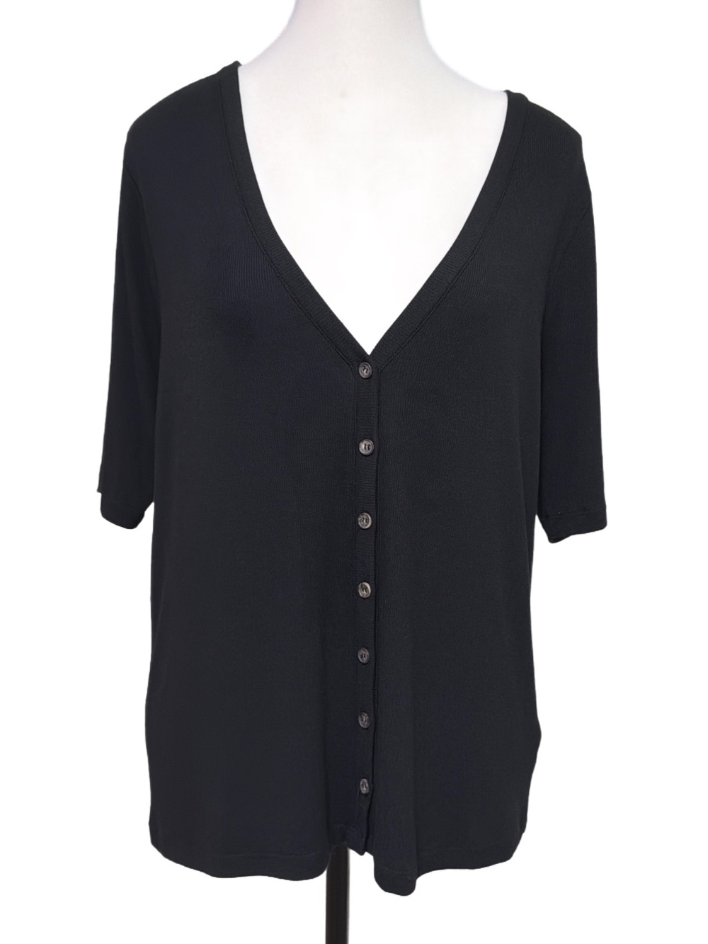 Marine Layer Lexi Rib Button-Front Women's Top-Black